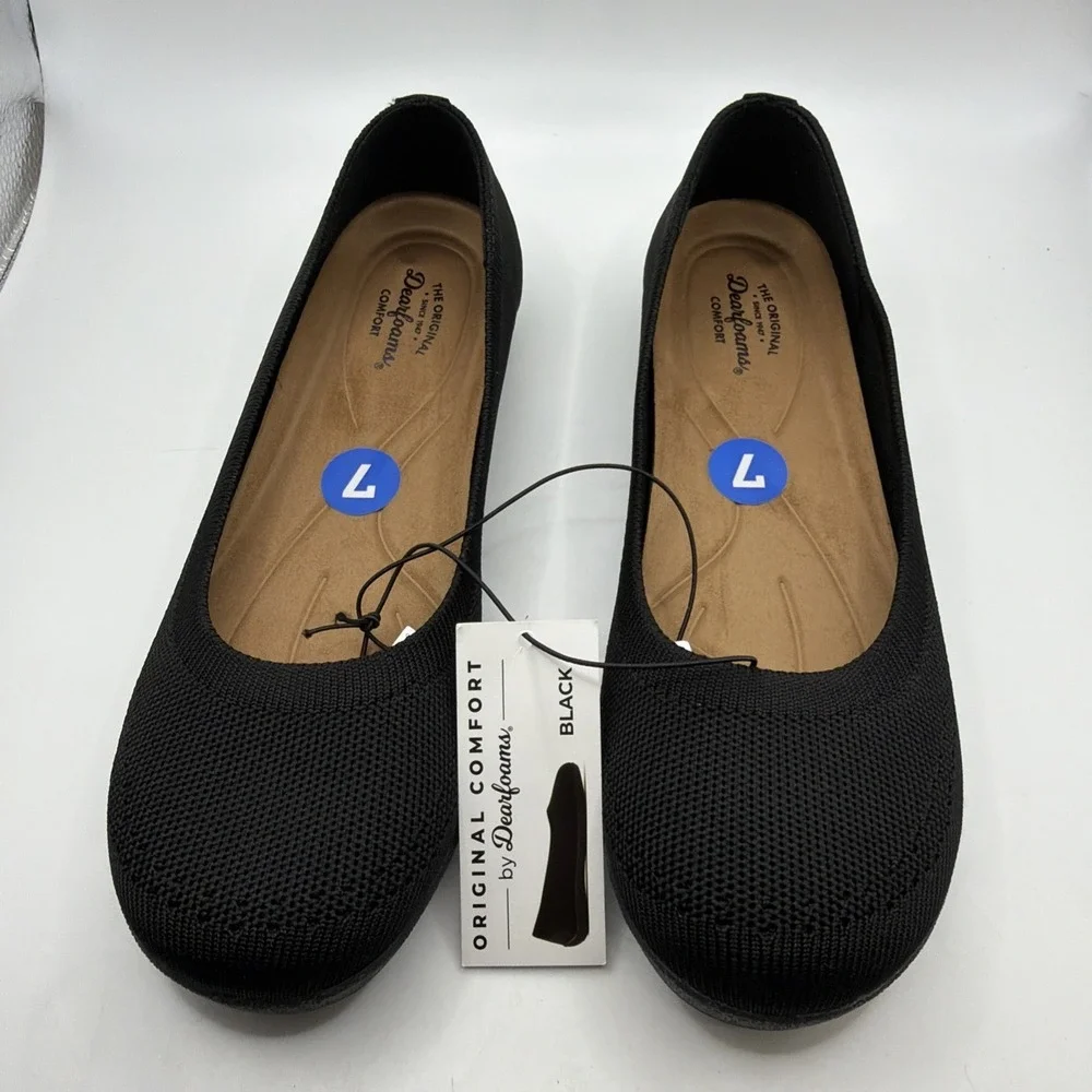 NWB The Original Dearfoams Comfort Women's Slip-On Flats Shoes Black Size 7 M‎